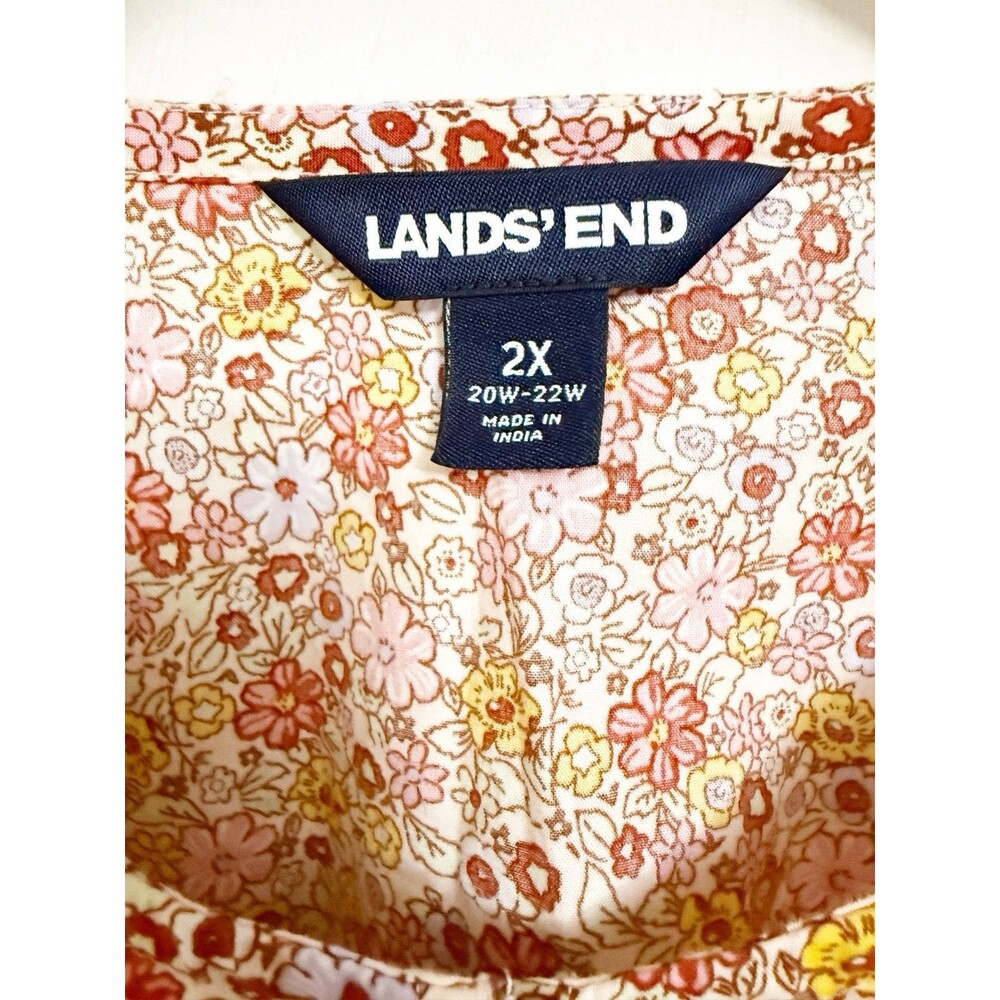 Lands' End Women's Cotton Tunic Top Ditsy Floral Long Sleeve w/ Lace Detail 2X - Picture 10 of 15